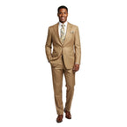 Men's Levent Serez Turkish Suit Super 160's Italian Wool 11498 Tan Textured