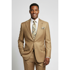 Men's Levent Serez Turkish Suit Super 160's Italian Wool 11498 Tan Textured