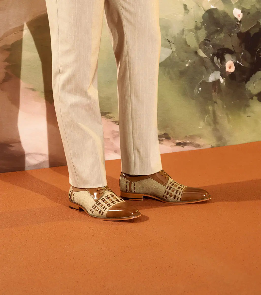 Stacy Adams Halstead Cap Toe Oxford Shoes Two Tone Tan Multi 25765-238