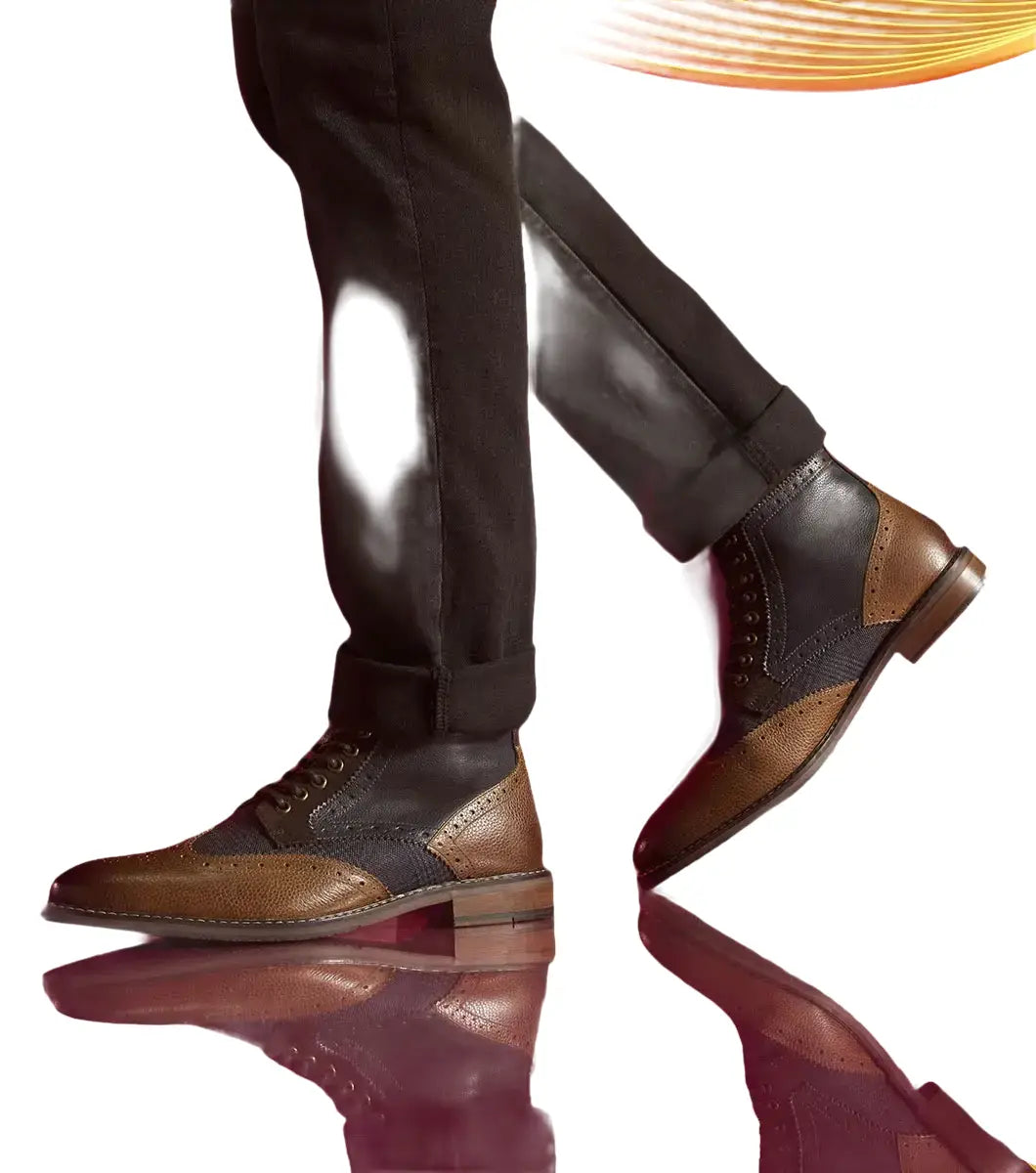 Stacy Adams Finnegan Wingtip Lace-Up Boot Cognac with Navy 25427-470