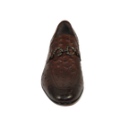 Men's GENIO Genuine Ostrich Embossed Leather Shoes Turkey 120332831 Cognac
