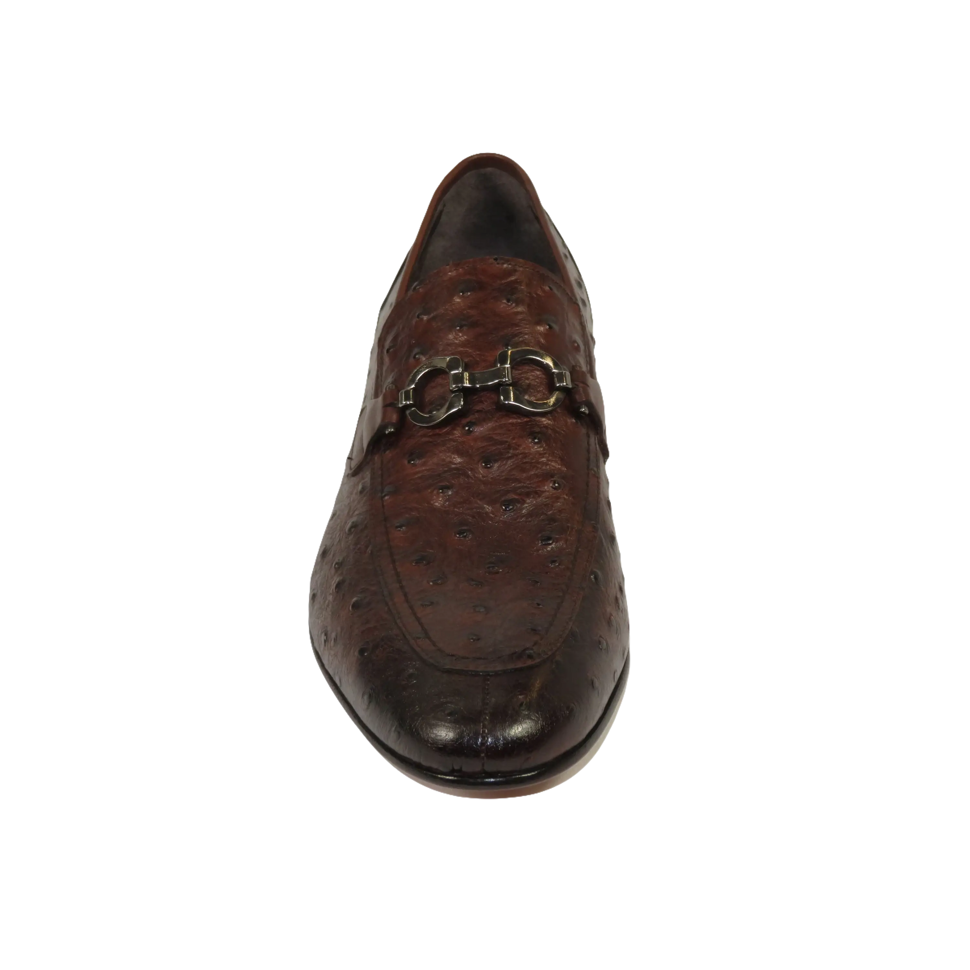 Men's GENIO Genuine Ostrich Embossed Leather Shoes Turkey 120332831 Cognac