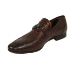 Men's GENIO Genuine Ostrich Embossed Leather Shoes Turkey 120332831 Cognac