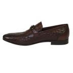 Men's GENIO Genuine Ostrich Embossed Leather Shoes Turkey 120332831 Cognac