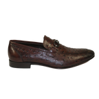 Men's GENIO Genuine Ostrich Embossed Leather Shoes Turkey 120332831 Cognac