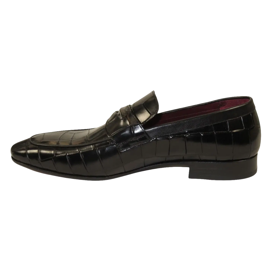 Men's GENIO Genuine Crocodile Embossed Leather Shoes Turkey 120371165 Black