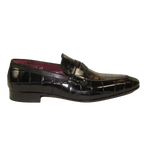 Men's GENIO Genuine Crocodile Embossed Leather Shoes Turkey 120371165 Black