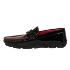 Men's GENIO Casual Dress Shoes Turkey Patent Leather 120580105 Black Red