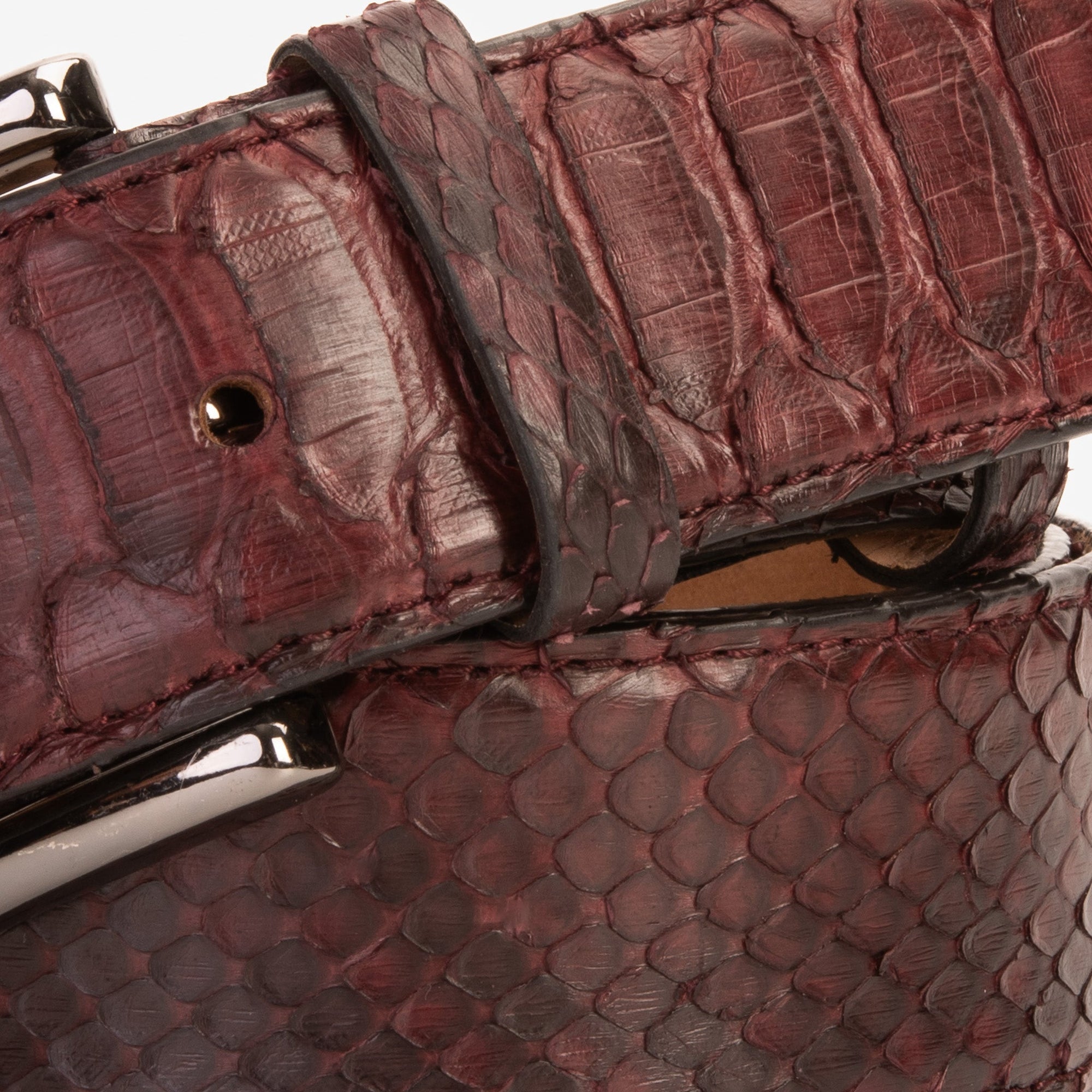 The Boss Burgundy Snake Leather Belt