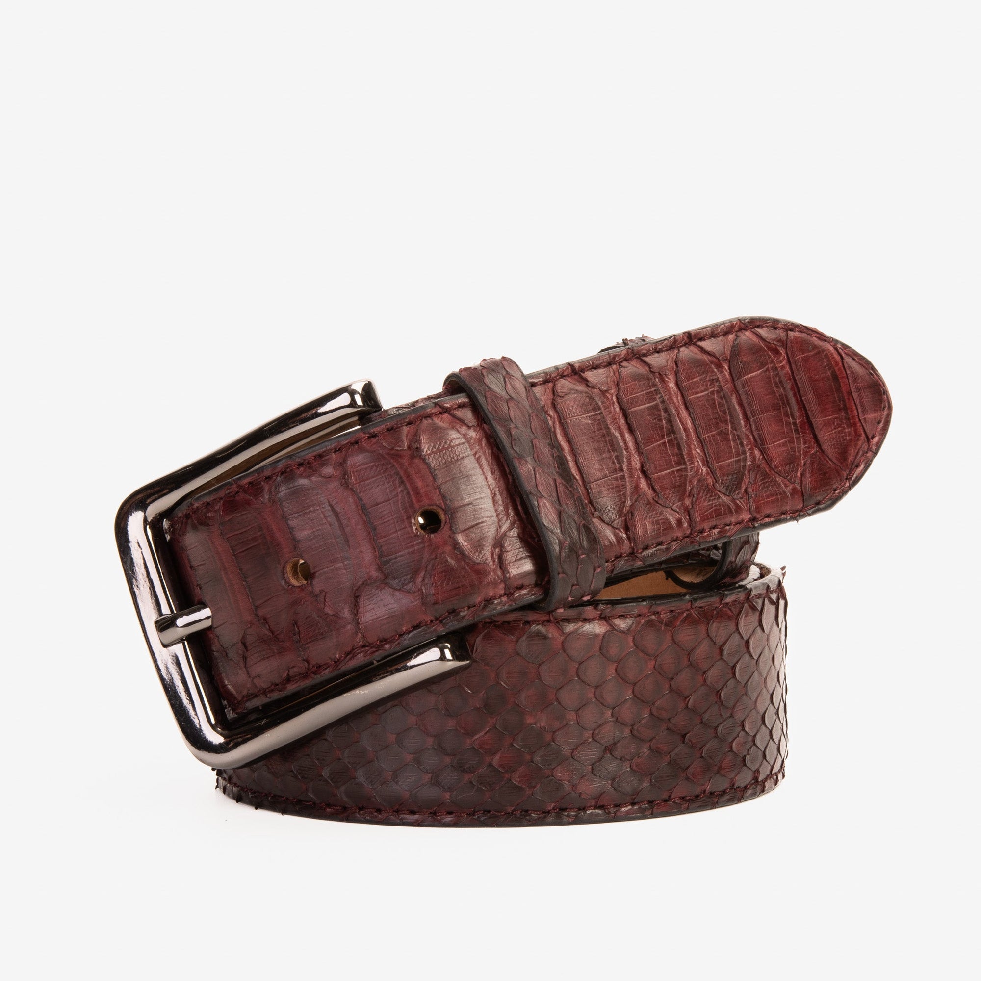 The Boss Burgundy Snake Leather Belt