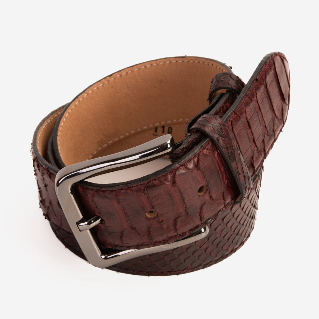 The Boss Burgundy Snake Leather Belt