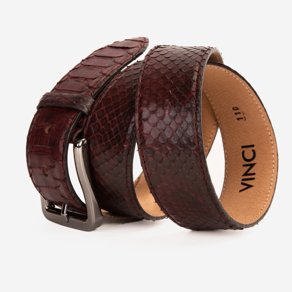 The Boss Burgundy Snake Leather Belt