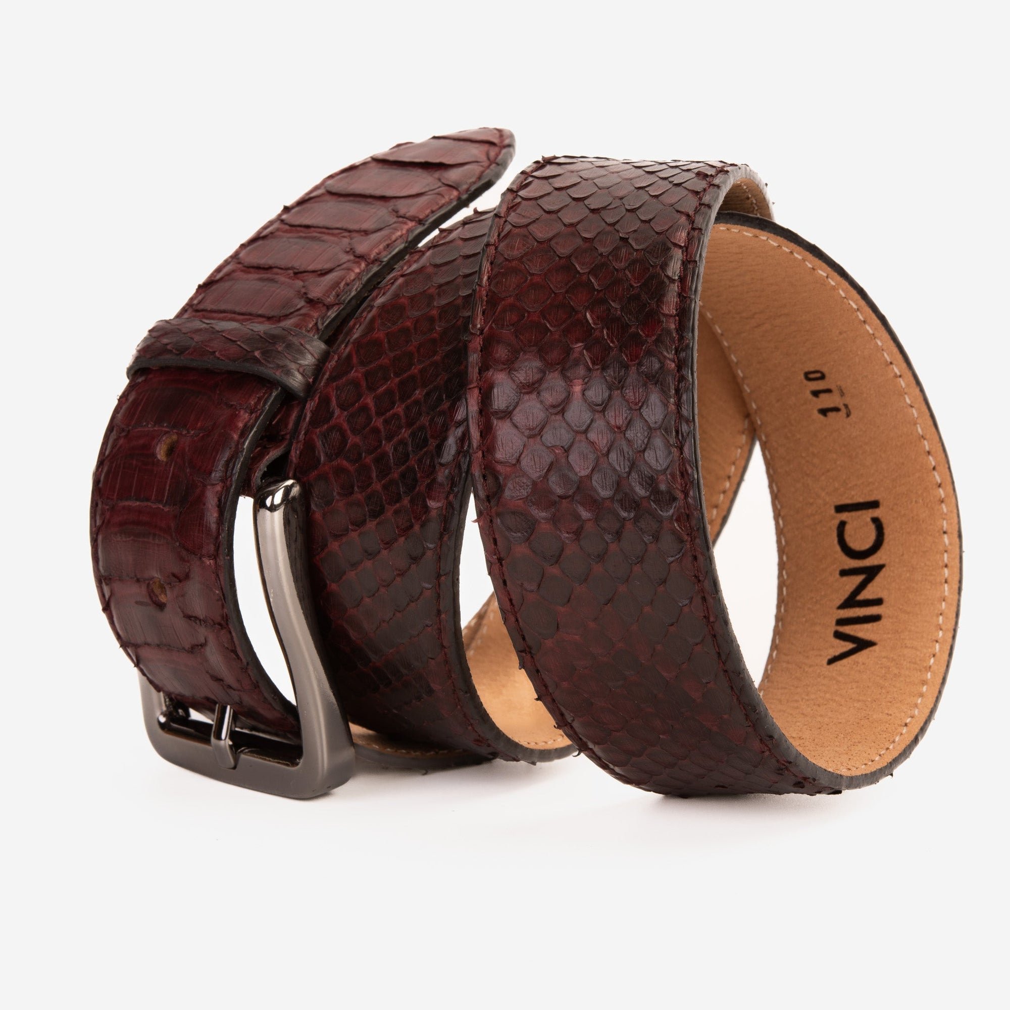 The Boss Burgundy Snake Leather Belt