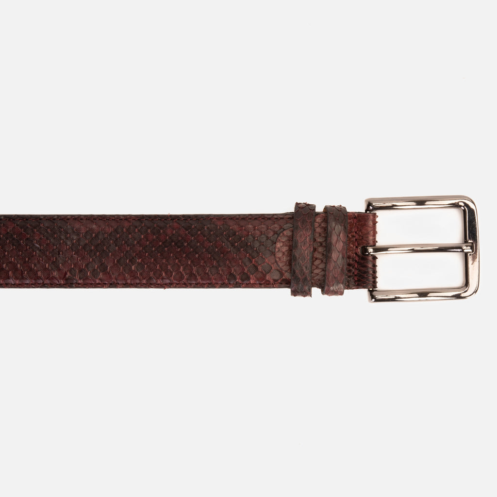 The Boss Burgundy Snake Leather Belt