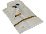 Mens long sleeves Cotton Shirt French Cuffs Wrinkle Resistance ENZO 61102 White
