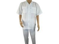 Mens Stacy Adams Linen 2pc Walking Leisure Suit Shirt pants set 3510 White