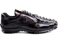 Mens Belvedere Vasco Hornback Crocodile Sneaker Shoes Lace Black 336122