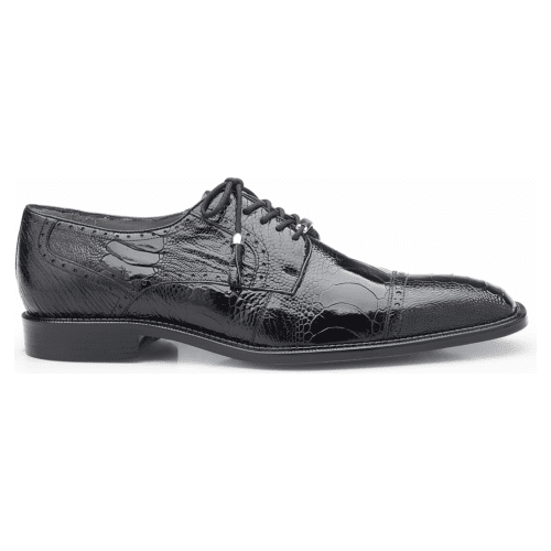 Belvedere Mens Shoes Batta Black Genuine Ostrich Lace Up 14006