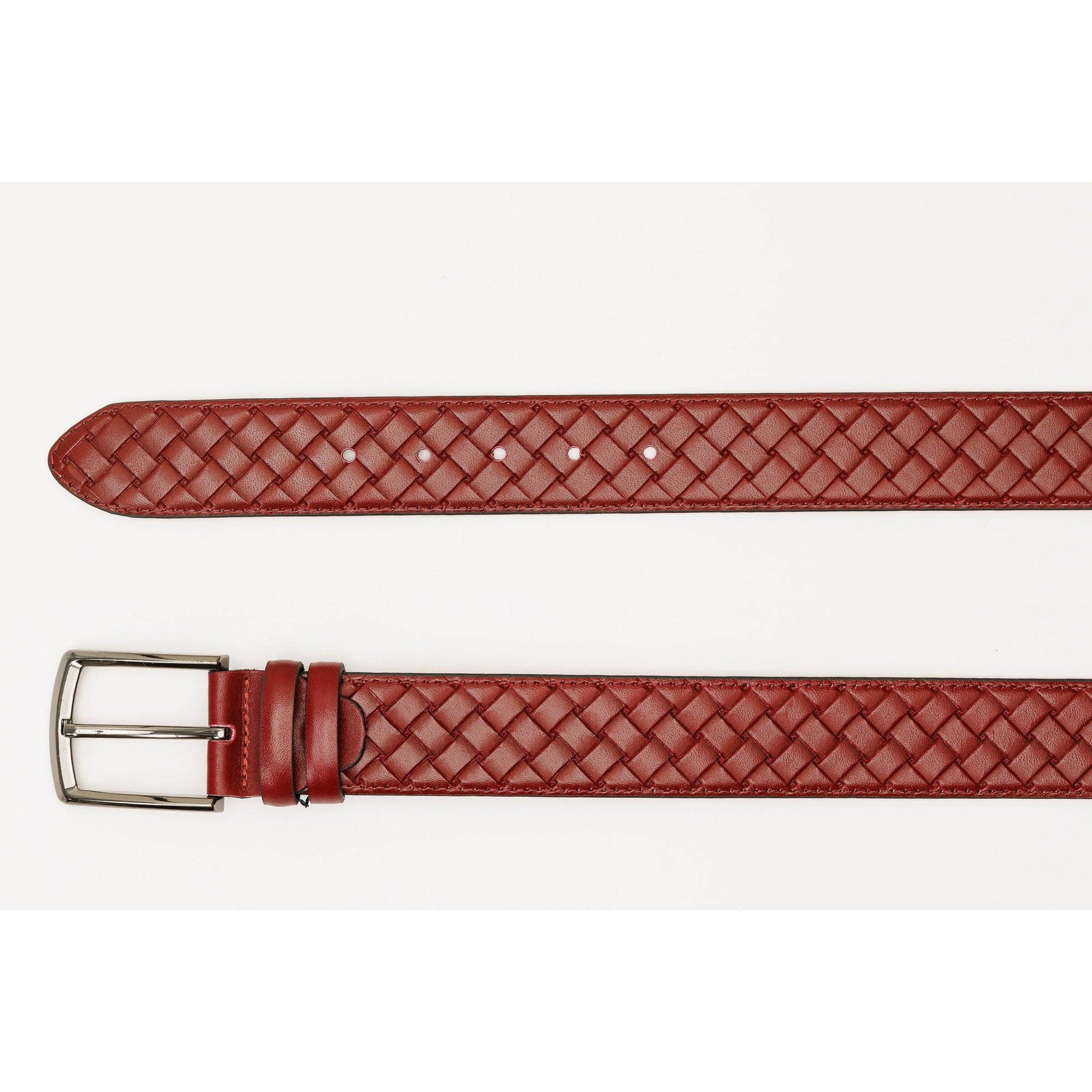 The Turan Burgundy Woven Leather Belt