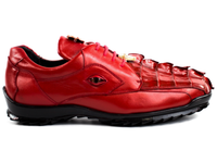 Men's Vasco Belvedere Hornback Crocodile Soft Calf Sneaker Shoes Red 336122