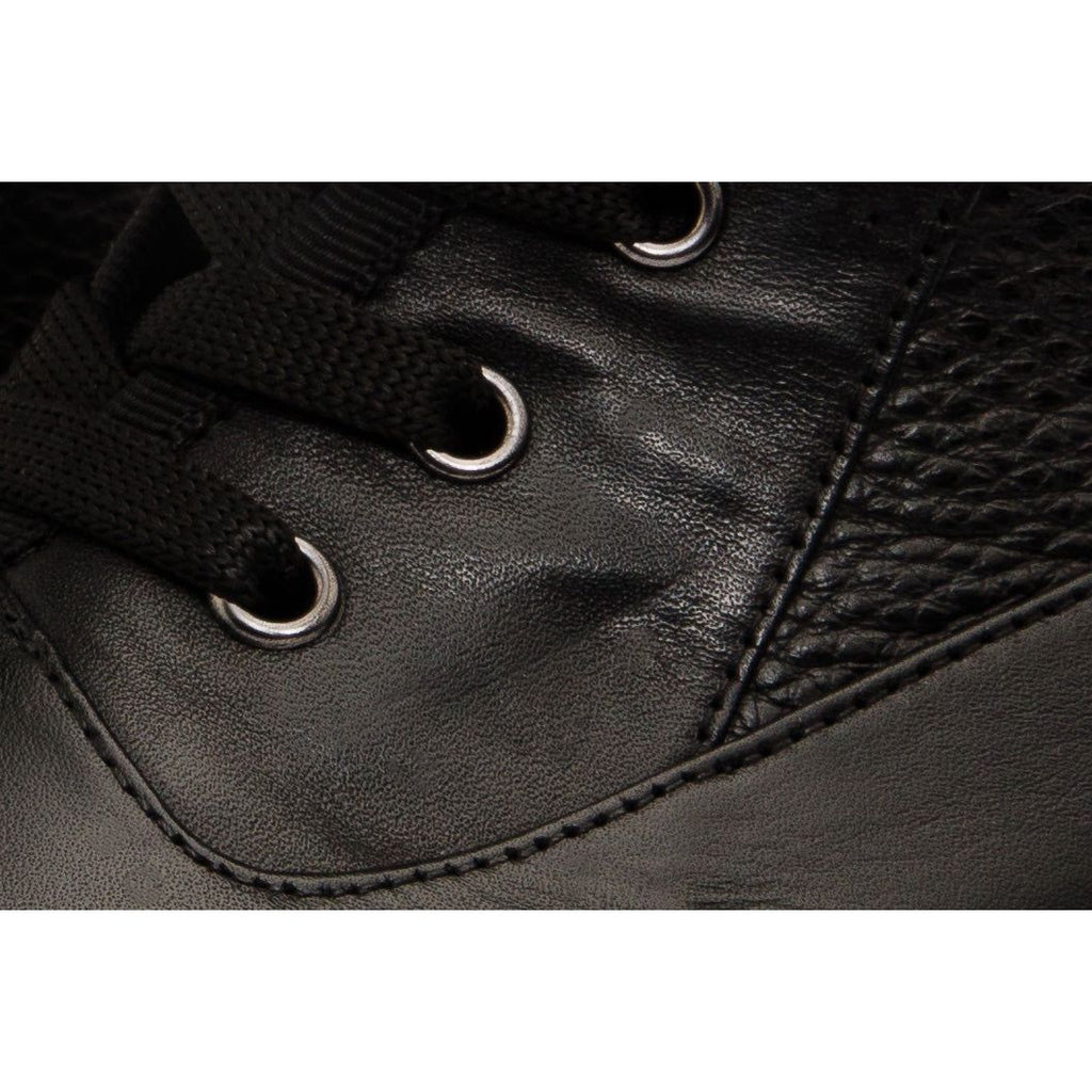 The Arata Black Leather Lace-Up Ankle Women Boot With a Side Zipper