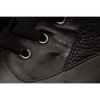 The Arata Black Leather Lace-Up Ankle Women Boot With a Side Zipper