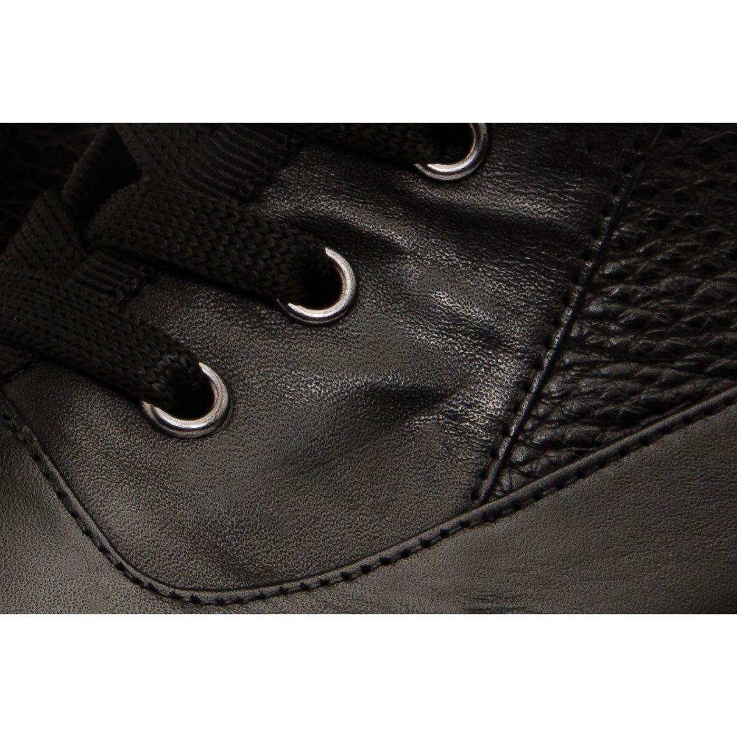 The Arata Black Leather Lace-Up Ankle Women Boot With a Side Zipper