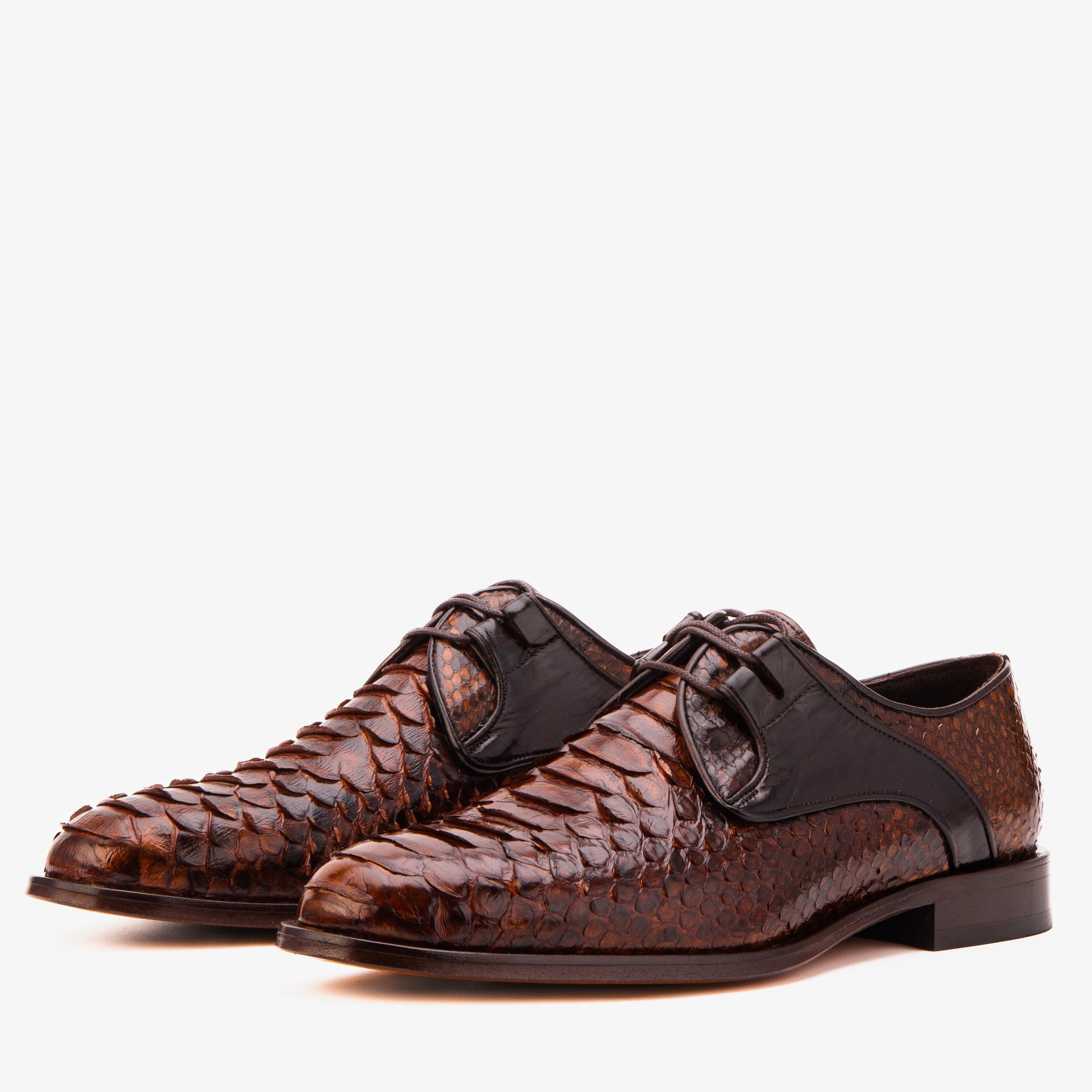 Vinci The Valmont Tan Snake Leather Derby Men Shoe
