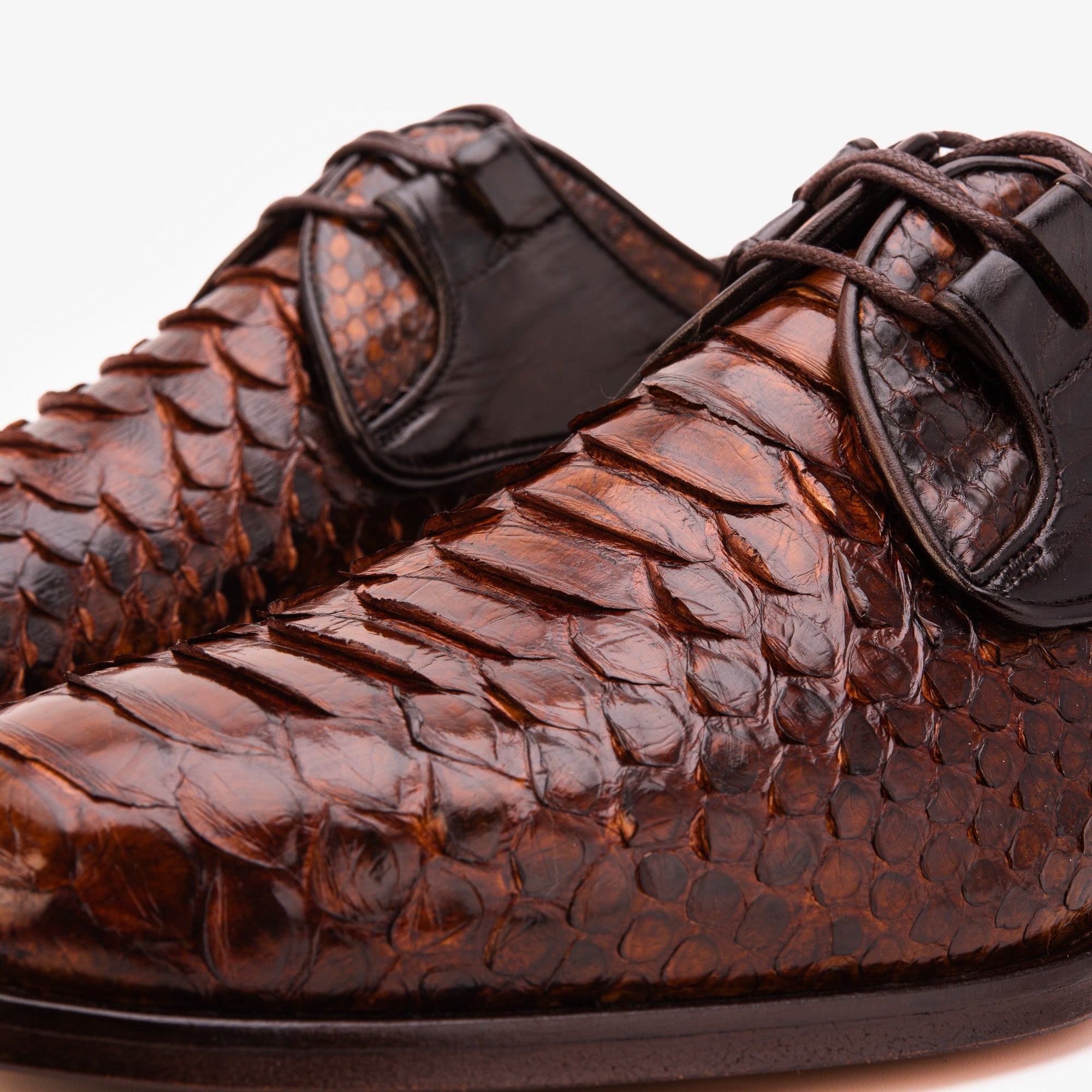 Vinci The Valmont Tan Snake Leather Derby Men Shoe
