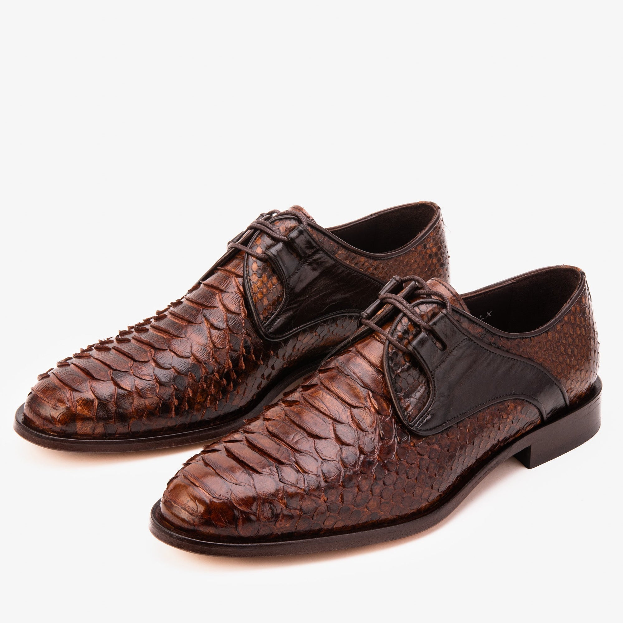 Vinci The Valmont Tan Snake Leather Derby Men Shoe