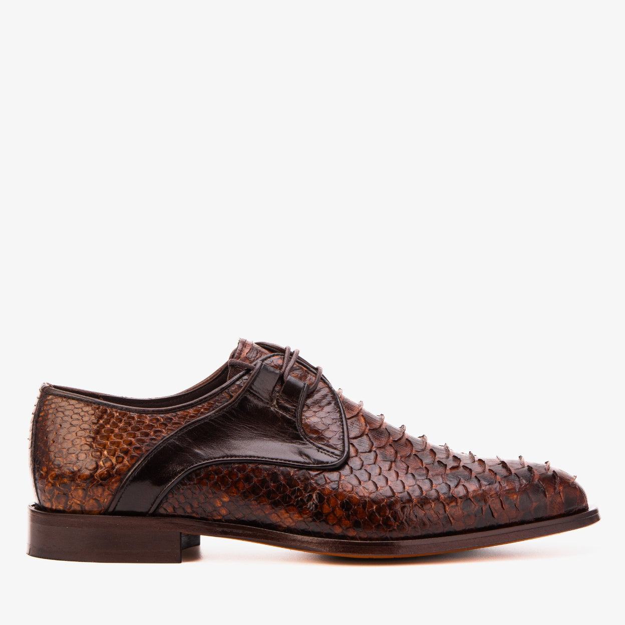 Vinci The Valmont Tan Snake Leather Derby Men Shoe