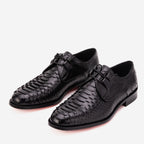 The Valmont Black Snake Leather Derby Men Shoe