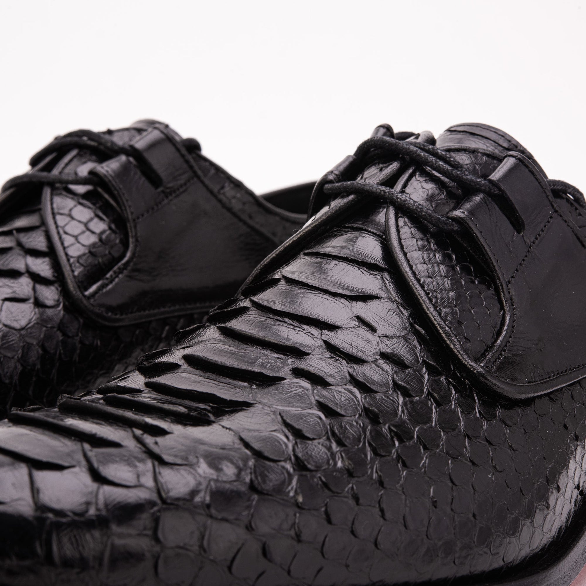The Valmont Black Snake Leather Derby Men Shoe