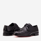 The Valmont Black Snake Leather Derby Men Shoe