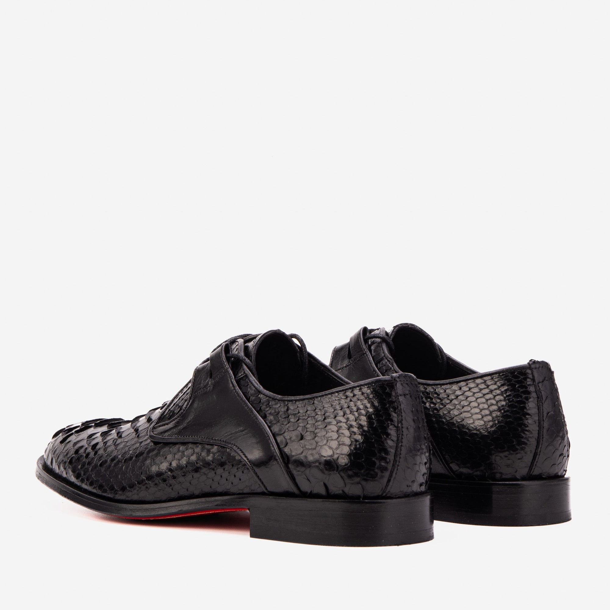 The Valmont Black Snake Leather Derby Men Shoe