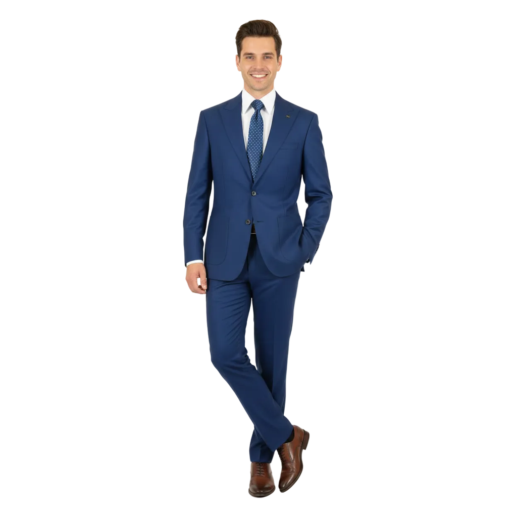 Men's Levent Serez Turkish Suit Super 160's Italian Wool 13760 Blue Twill