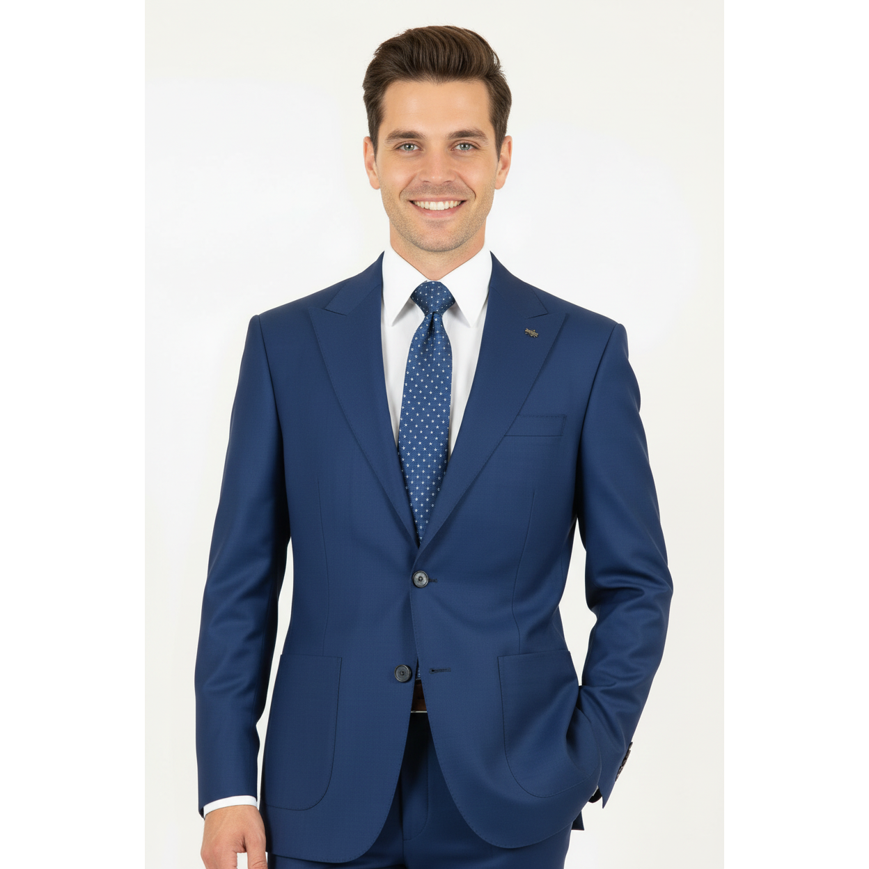 Men's Levent Serez Turkish Suit Super 160's Italian Wool 13760 Blue Twill