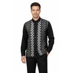 Men Silversilk 2pc Fancy walking leisure suit Italian woven knits 14010 Black