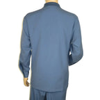 Men Silversilk 2pc Fancy walking leisure suit Italian woven knits 14010 Blue