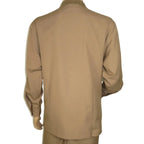Men Silversilk 2pc Fancy walking leisure suit Italian woven knits 14010 Taupe