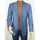 Men's Mono Turkey Sport Coat 100% Super 180s Wool 1480-01 Blue Plaid