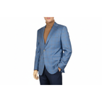 Men's Mono Turkey Sport Coat 100% Super 180s Wool 1480-01 Blue Plaid