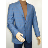 Men's Mono Turkey Sport Coat 100% Super 180s Wool 1480-01 Blue Plaid