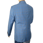 Men's Mono Turkey Sport Coat 100% Super 180s Wool 1480-01 Blue Plaid