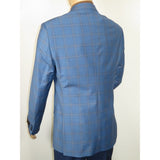 Men's Mono Turkey Sport Coat 100% Super 180s Wool 1480-01 Blue Plaid