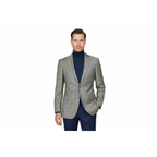 Men's Mono Turkey Sport Coat 100% Super 180s Wool 1480-02 Tan Blue Plaid