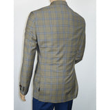 Men's Mono Turkey Sport Coat 100% Super 180s Wool 1480-02 Tan Blue Plaid