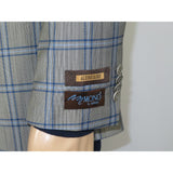 Men's Mono Turkey Sport Coat 100% Super 180s Wool 1480-03 Gray Blue Plaid