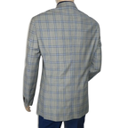 Men's Mono Turkey Sport Coat 100% Super 180s Wool 1480-03 Gray Blue Plaid