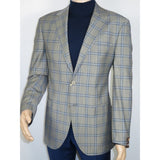 Men's Mono Turkey Sport Coat 100% Super 180s Wool 1480-03 Gray Blue Plaid